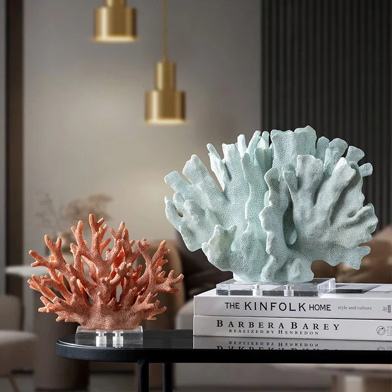 Afralia™ Coral Resin Sculpture: Colorful Crystal Ornaments for Home Decor