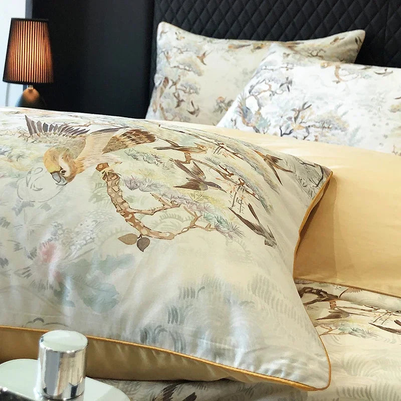 Afralia™ Colorful Egyptian Cotton Bedding Set for King Queen Europe Bed Linens