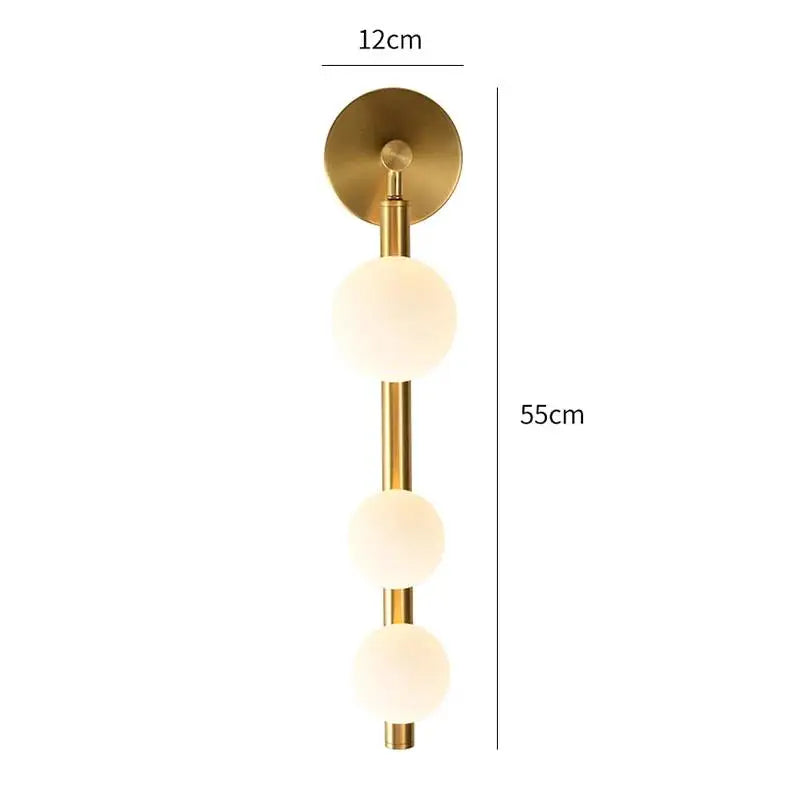 Afralia™ White Glass Ball Wall Lights Gold Black Pearl LED Mirror Light