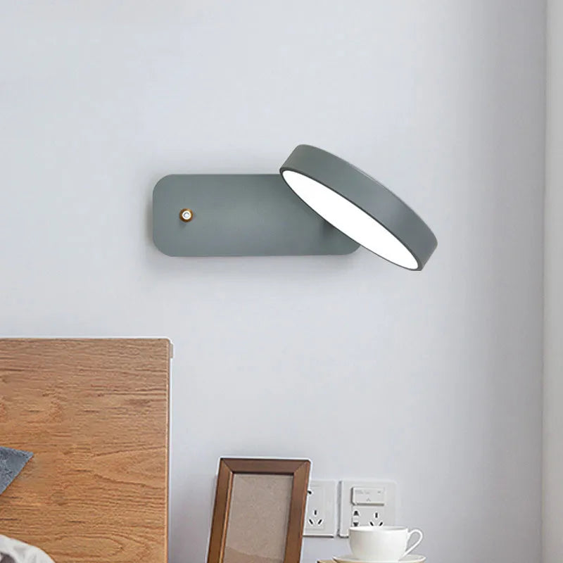 Afralia™ Nordic Macaron Rotatable Wall Sconce with Switch - Modern Bedroom Bedside LED Wall Lamp