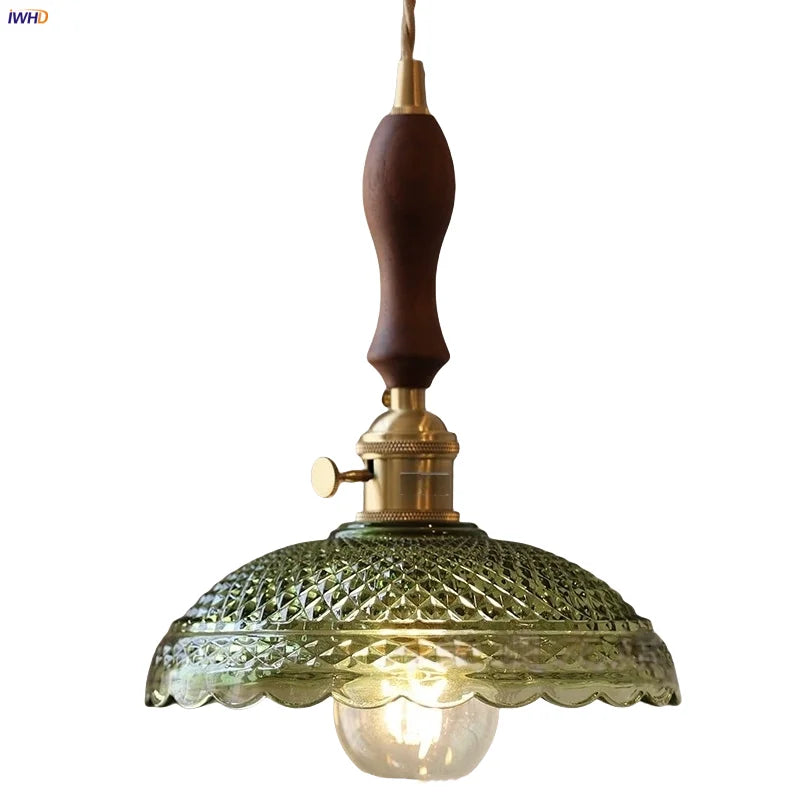 Afralia™ Nordic Flower Glass LED Pendant Lamp in Walnut Gold Copper Wood for Home Decor