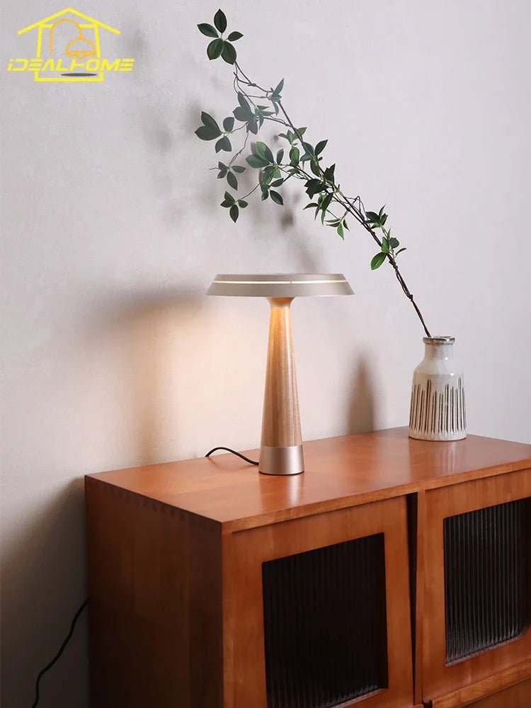Afralia™ Ceil Solid Wood Table Lamp with Touch Switch - Modern LED Lighting