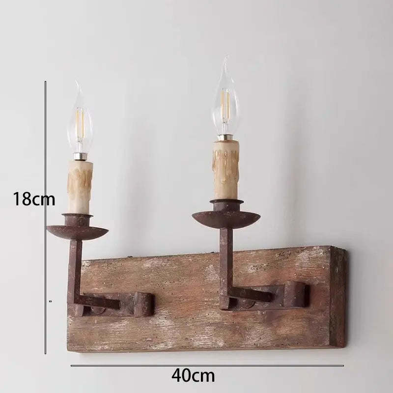 Afralia™ Country Retro Wall Light Solid Wood for Bedroom Living Room, Creative Lighting