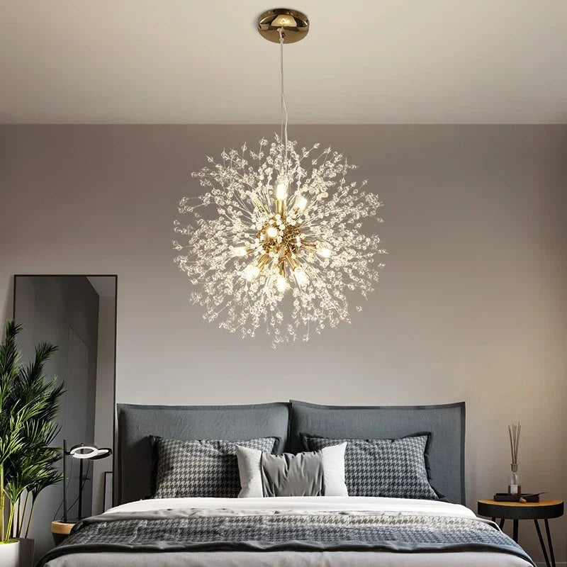 Afralia™ Luxury Crystal Dandelion Chandelier for Modern Living Room, LED Pendant Light