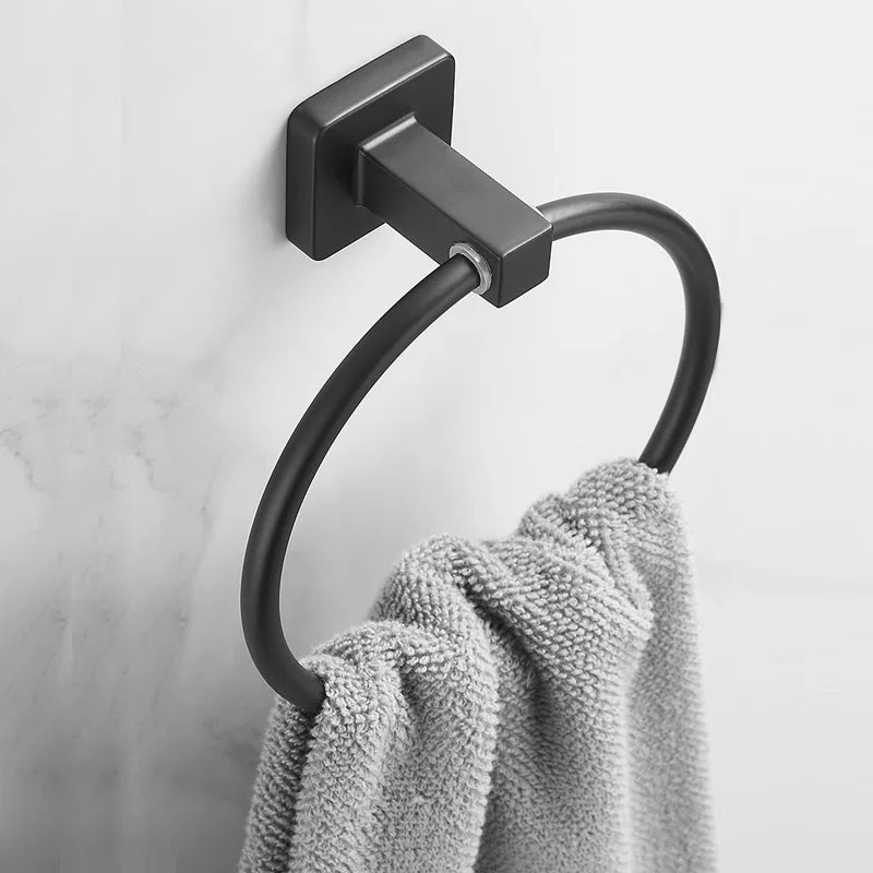 Afralia™ Stainless Steel Towel Holder - Wall-Mounted Round Towel Rings & Rack