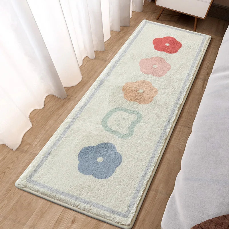Afralia™ Lovely Rabbit Pink Bedside Rug for Girls Children Bed Room