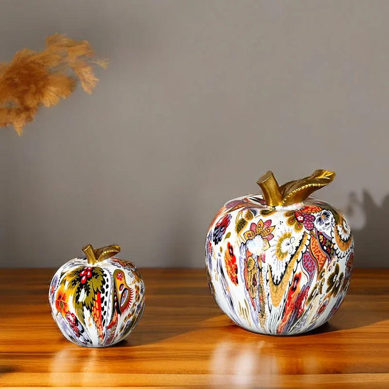 Afralia™ Apple Resin Figure Decorative Ornament for Home Office, Morden Art Craft Decor