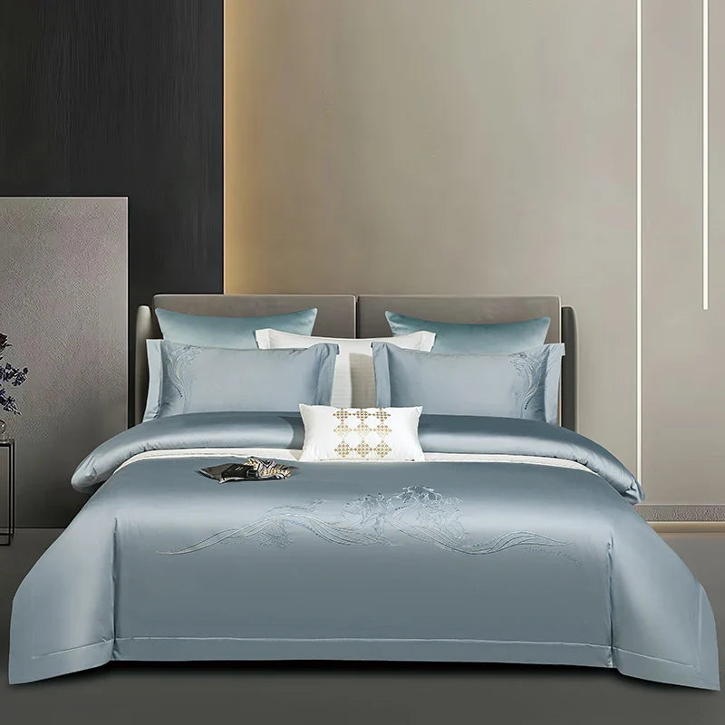 Afralia™ Luxury Embroidery 1000TC Egyptian Cotton Bedding Set - Full Queen King Size