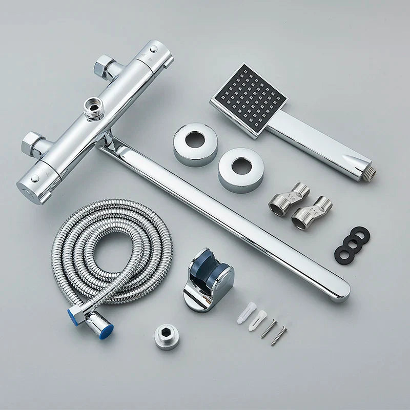 Afralia™ Thermostatic Shower Faucet Mixing Valve Bathtub Taps Brass Wall Mount Set