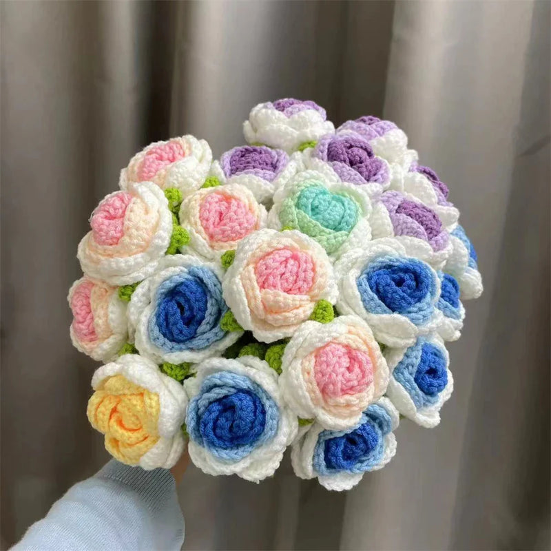 Afralia™ Knitted Rose Bouquet DIY Crochet Wedding Mother's Day Gift