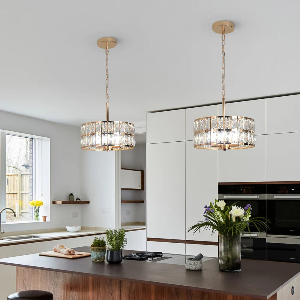 Afralia™ Crystal Pendant Light: Modern LED Chandelier for Home Decor & Kitchen Island