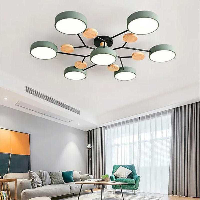 Afralia™ Modern Wood Round LED Ceiling Lamp