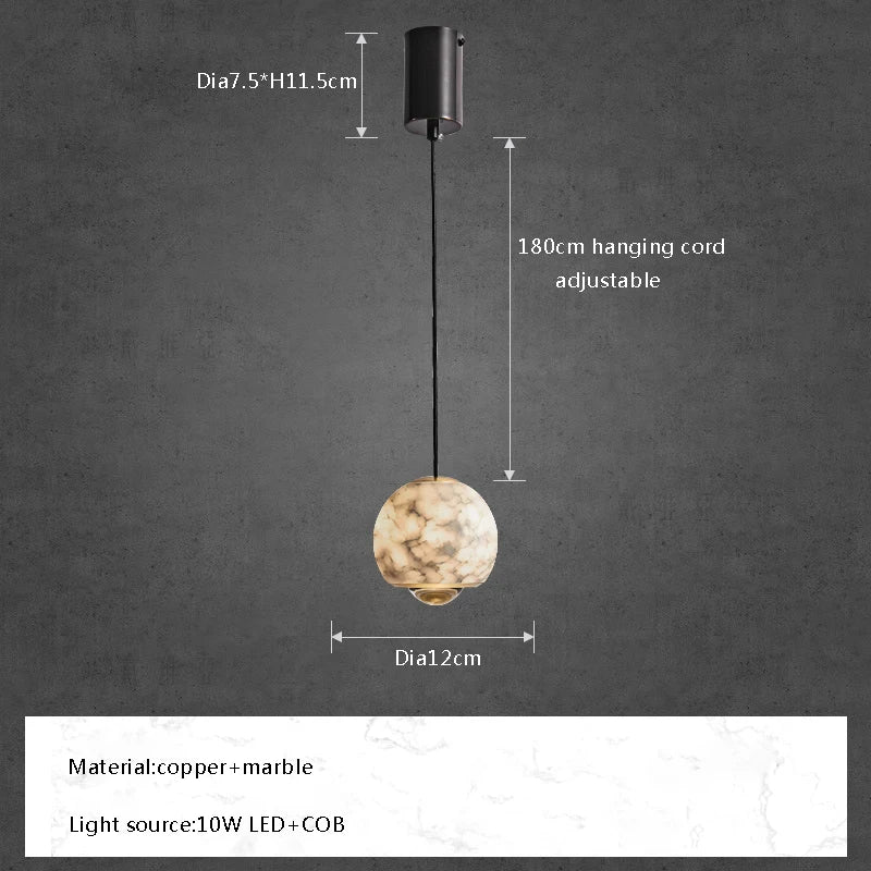 Afralia™ Marble Ball Pendant Lights: Elegant LED Hanging Lamps for Home, Dining, Kitchen.