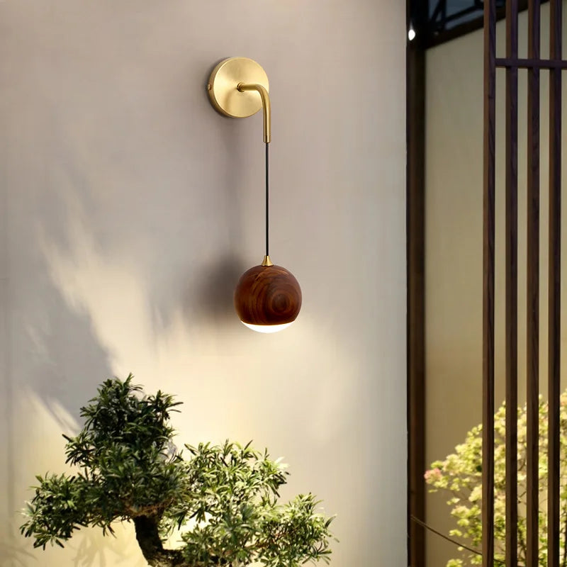 Afralia™ LED Walnut Wood Wall Light Sconce with Adjustable Acrylic Lamparas