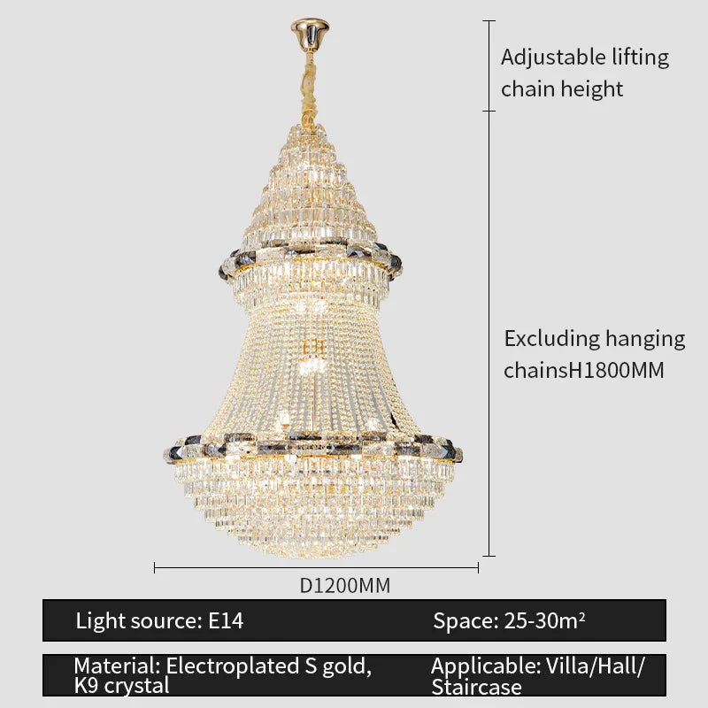 Afralia™ Light Luxury Crystal Chandelier - Post-modern Bedroom Dining Room Living Room Elegant Design