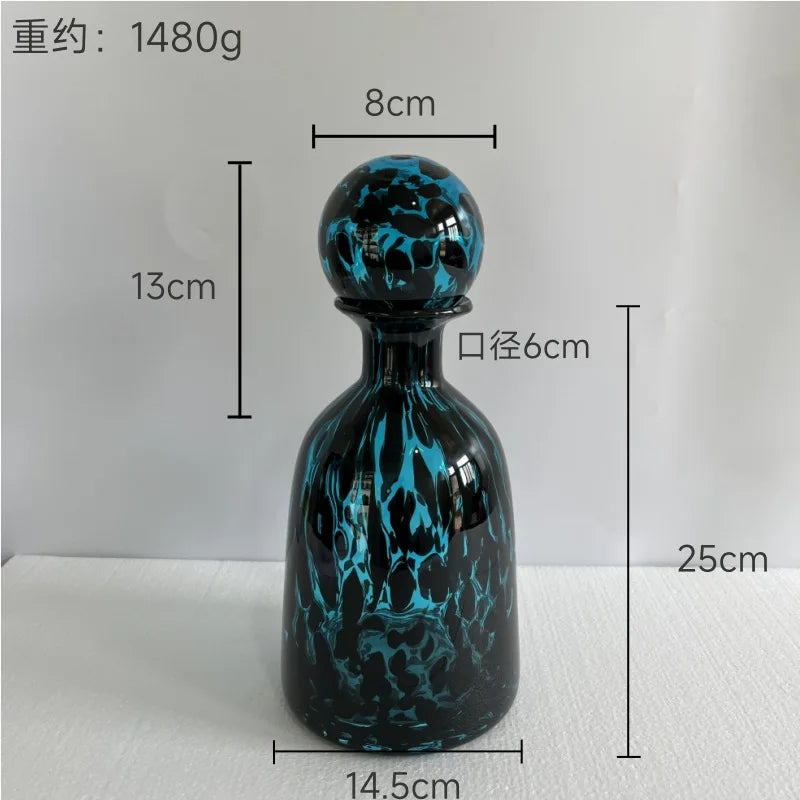 Afralia™ Leopard Print Glass Vase with Lid, Colorful Terrarium Home Decoration