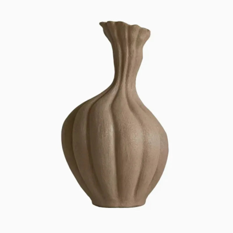 Afralia™ Handcrafted Ceramic Striped Vase for Floral Arrangements
