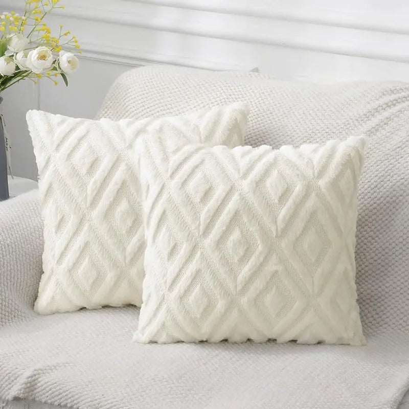 Afralia™ Soft Faux Fur Velvet Throw Pillow Covers 18x18 - White