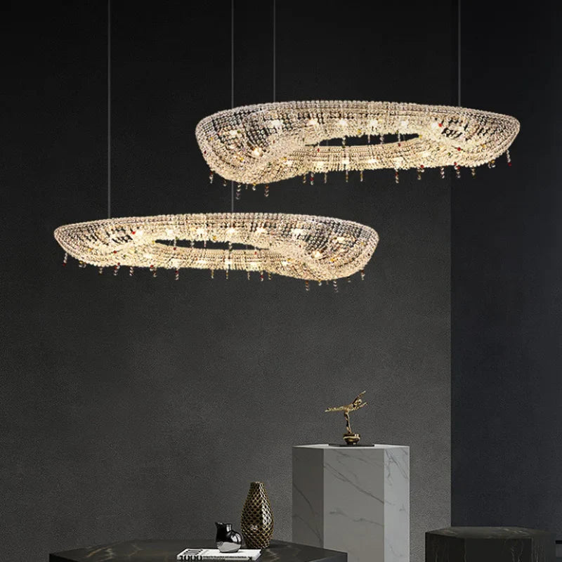 Afralia™ Italian Crystal Chandeliers LED Ceiling Pendant Lamps Indoor Luxury Lighting