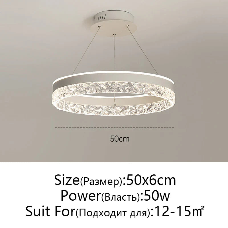 Afralia™ Crystal Rings LED Chandelier Black&White Frame