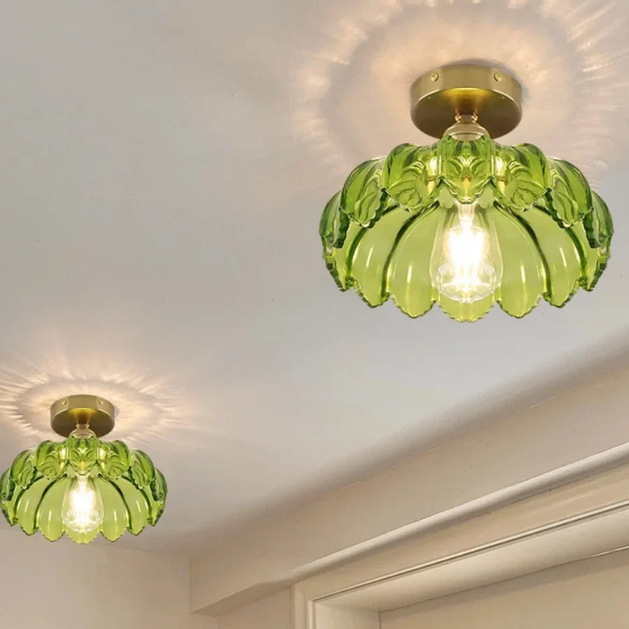 Afralia™ White Glass LED Ceiling Light: Modern Nordic Copper Fixture for Home Decor