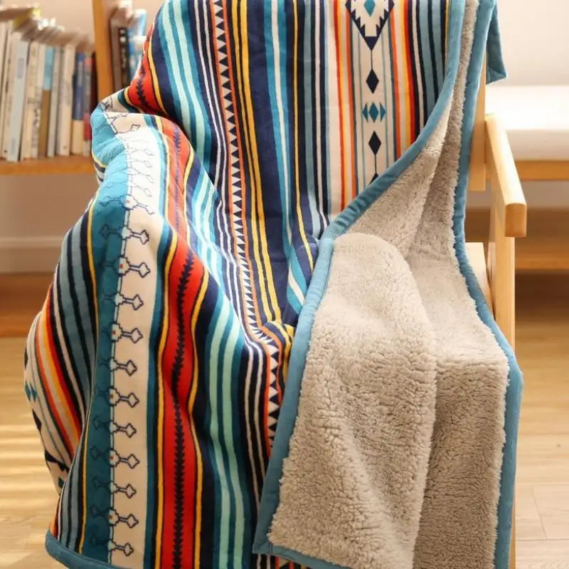 Afralia™ Bohemian Double-Layer Winter Coral Fleece Sofa Blanket