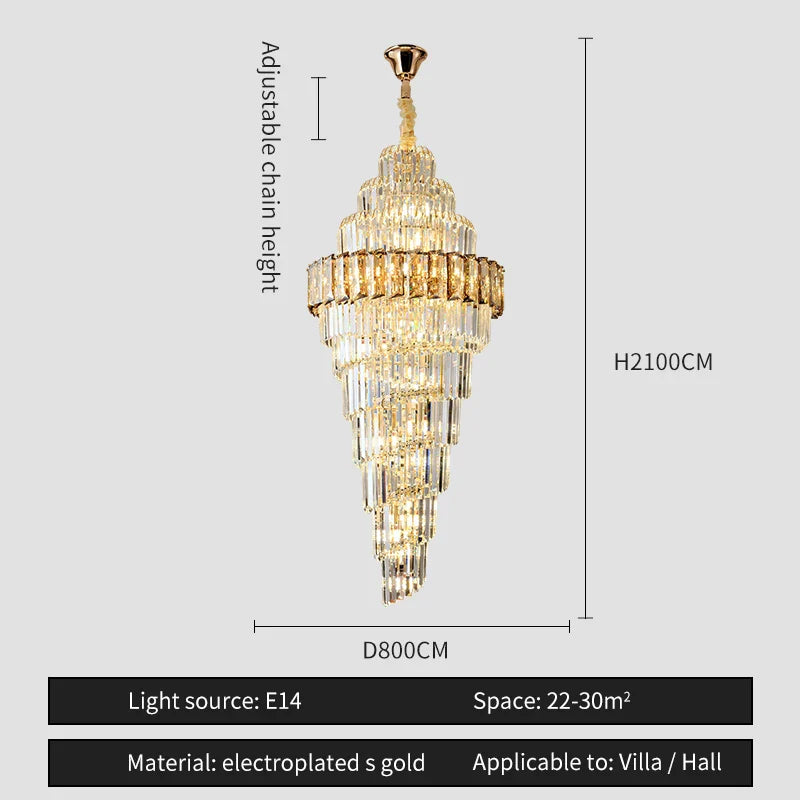 Afralia™ Crystal Spiral Chandelier for Luxury Spaces