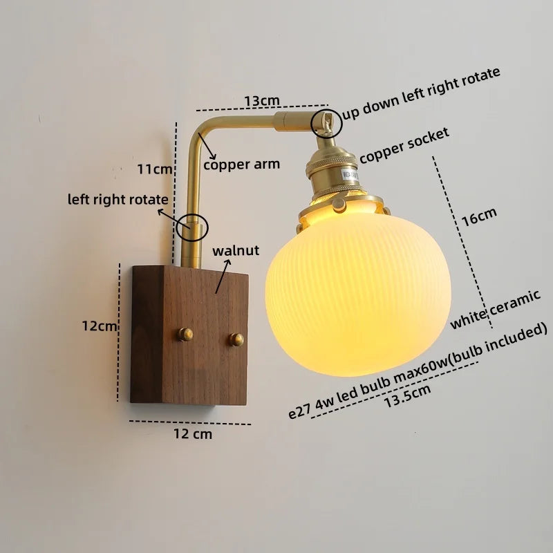 Afralia™ Ceramic LED Wall Lights with Pull Chain Switch, Nordic Bedside Lamp for Home Decor