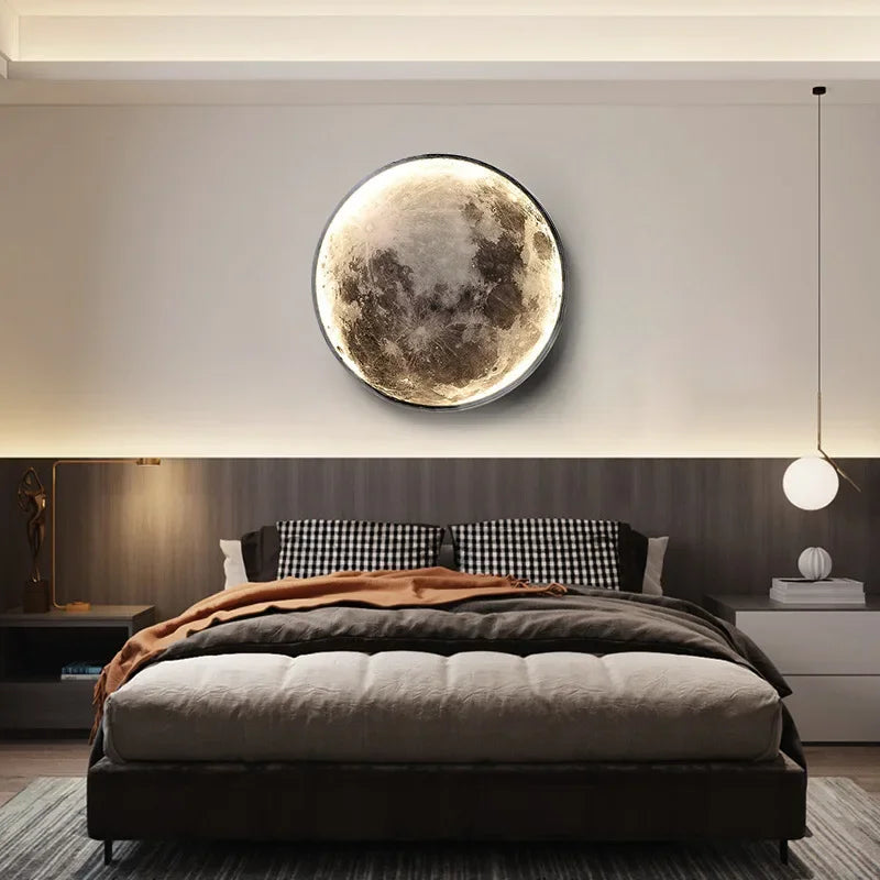 Afralia™ Circle Moon LED Wall Light for Home Decor and Indoor Lighting