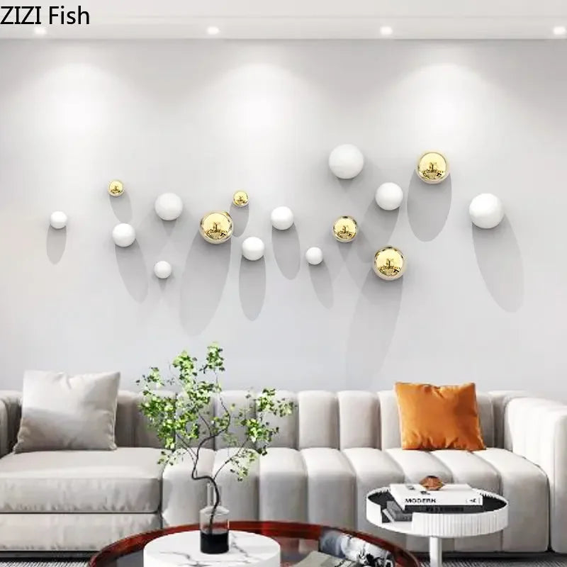 Afralia™ Metal Ball Wall Ornaments Decor for Living Room Aesthetics