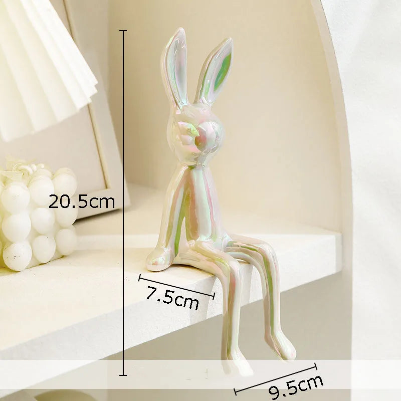 Afralia™ Rabbit Ceramic Sculpture Abstract Animal Ornaments Modern Artwork Aesthetic Decor