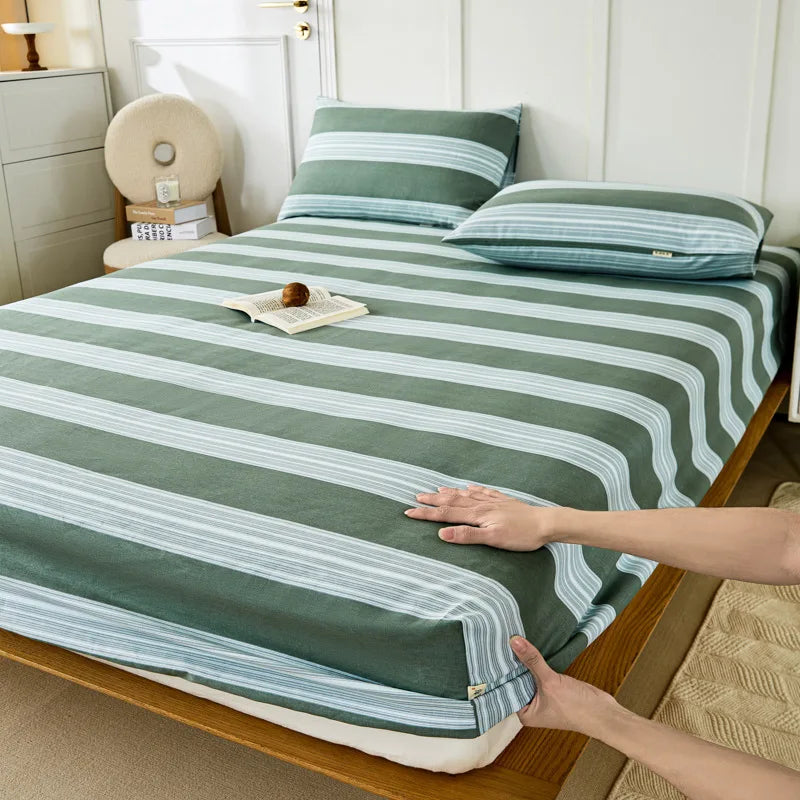 Afralia™ Coarse Cotton Queen Fitted Sheet: Comfortable, Durable Maternal Child Bedding