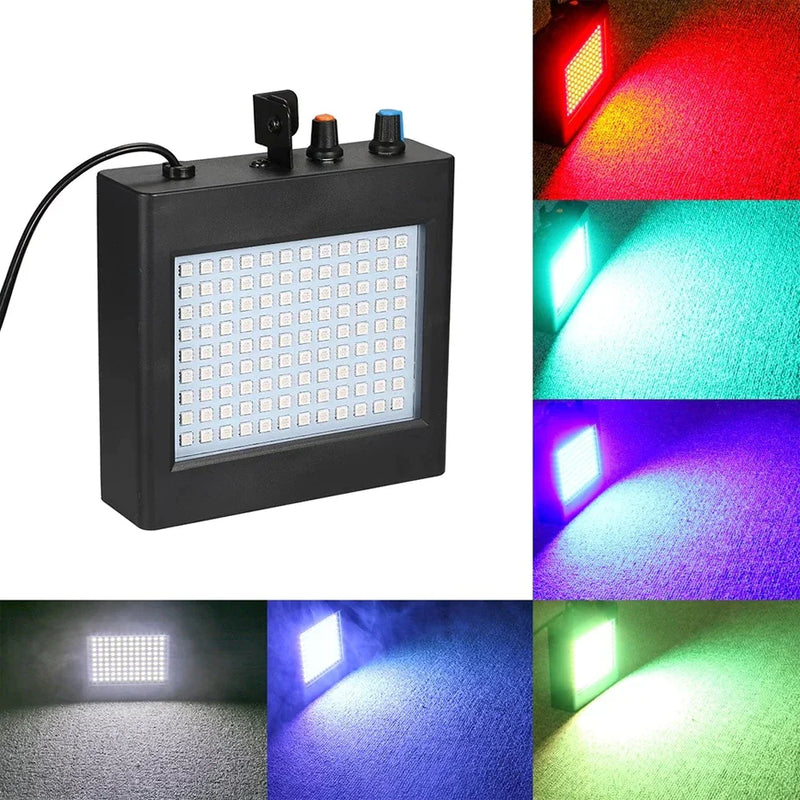 Afralia™ 108 LED RGB White Strobe Stage Lighting - Sound Activated Disco Party DJ