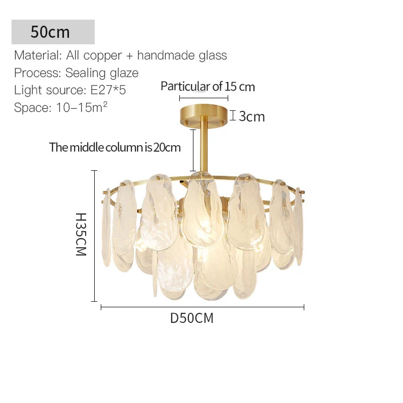 Afralia™ Luxury Copper Chandelier Light Glass Crystal Brass Master Bedroom French Living Room