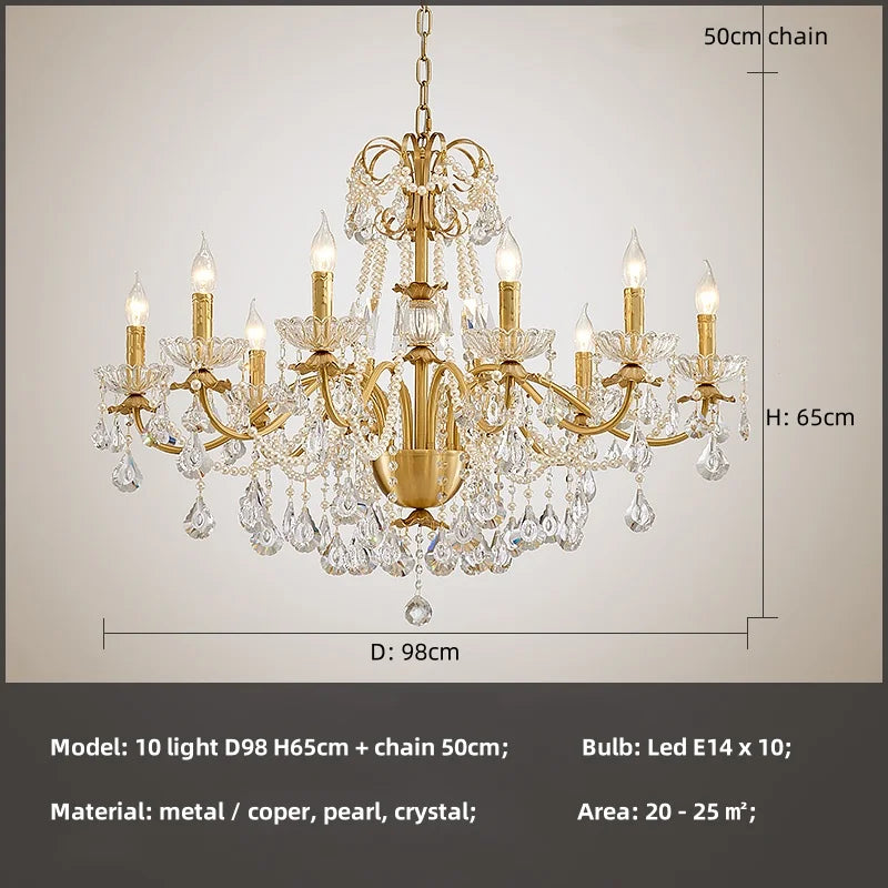 Afralia™ Crystal Pendant Chandelier Foyer Light Luxury Candle Design Led Lamparas