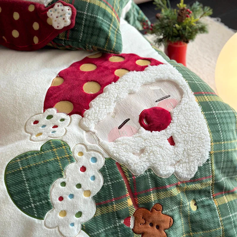 Afralia™ Santa Claus Winter Bedding Set, Single Duvet, Bed Sheet, Pillowcases