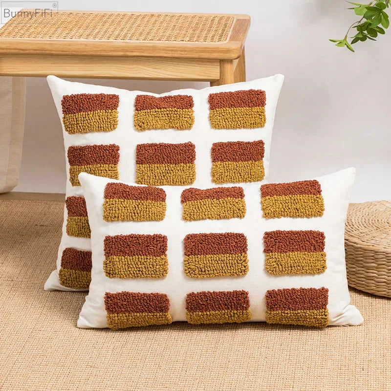 Afralia™ Geometric Embroidery Circle Stripe Cushion Cover | Home Sofa Decor Pillowcase