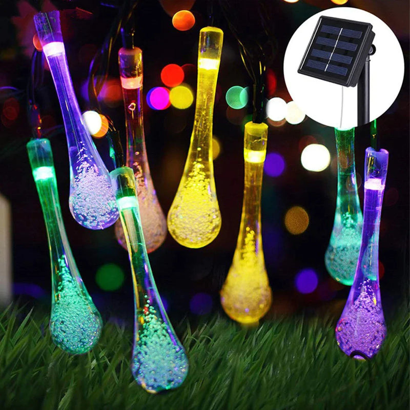 Afralia™ Solar Waterdrop Fairy Lights: 8 Modes, Waterproof Outdoor String Lamp for Christmas Garden Decor.