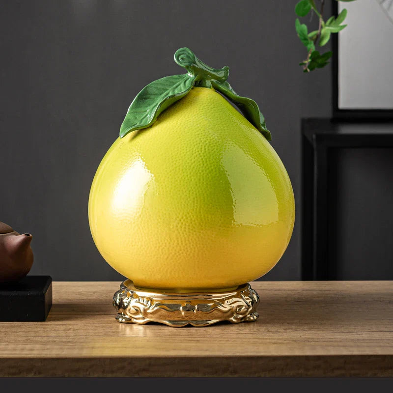 Afralia™ Ceramic Tea Canister Pomelo Orange Fruit Storage Tank Home Decoration