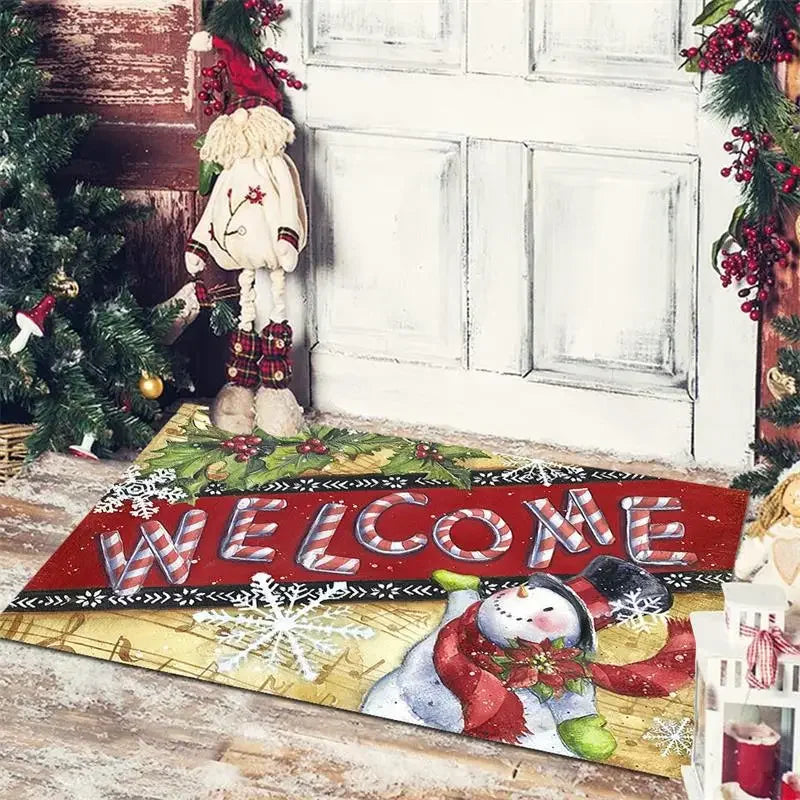 Afralia™ Christmas Snowman Non-slip Floor Mat