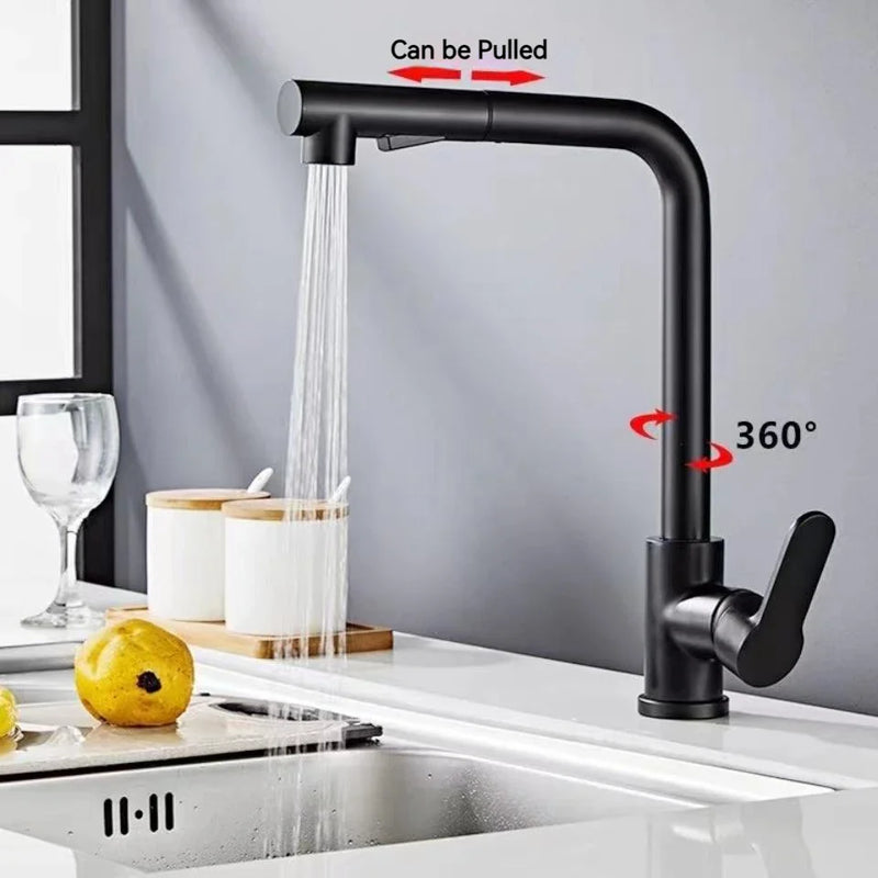 Afralia™ Stainless Steel Kitchen Faucet 360 Rotation Mixer Tap Hot Cold Water