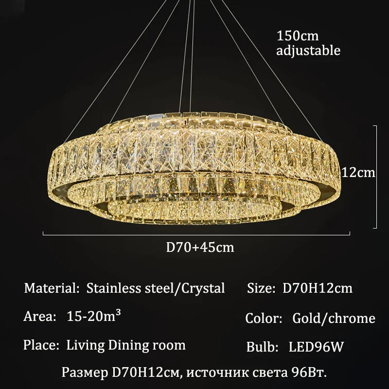 Afralia™ Crystal Luxury Ring Chandelier LED Ceiling Pendant Light Fixture