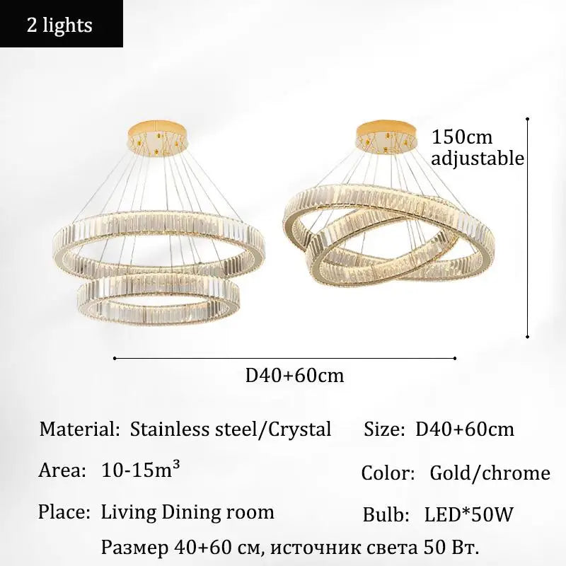 Afralia™ Crystal LED Ceiling Chandelier for Living Room & Bedroom Lighting