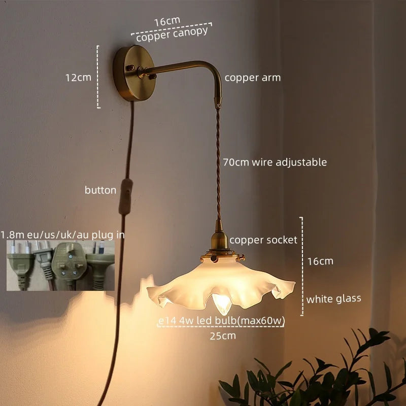 Afralia™ LED Copper Wall Light: Modern Nordic Interior Lamp for Bedroom, Bathroom, and Balcony