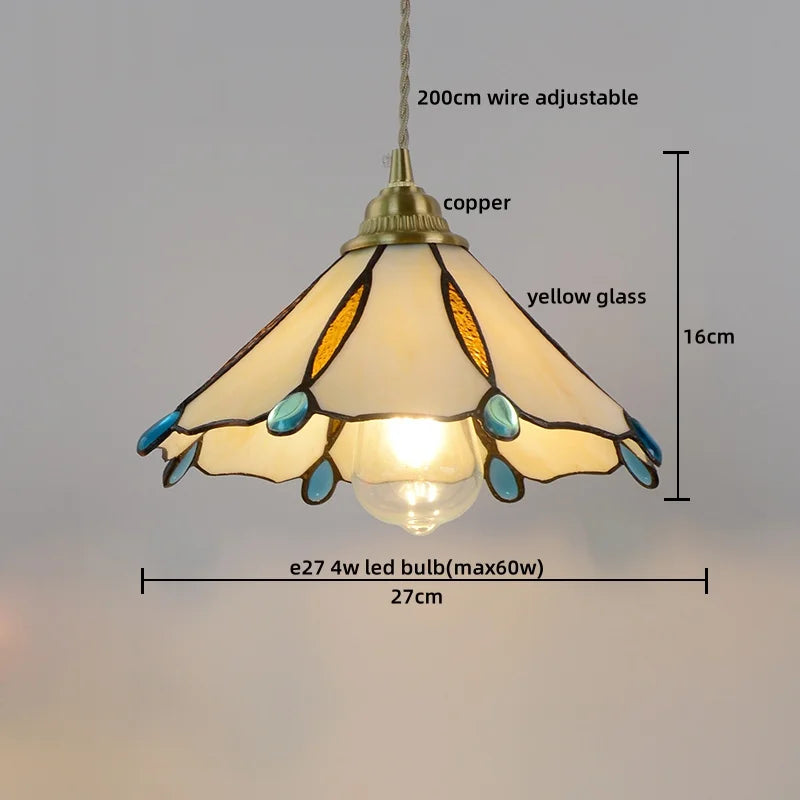 Afralia™ Pink Glass LED Pendant Lights Copper Modern Hanging Lamp Home Decor