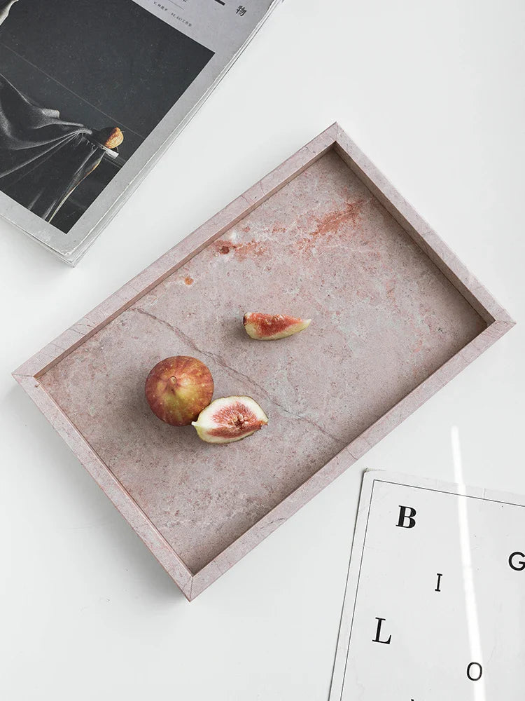 Afralia™ Pink Marble Vanity Tray for Home Decor & Organization
