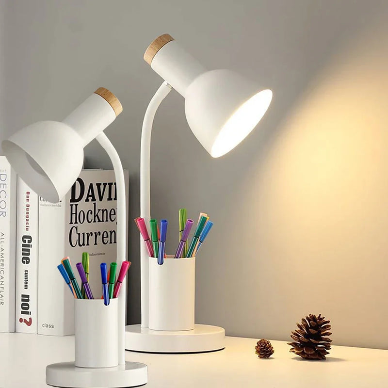 Afralia™ Nordic Creative LED Table Lamp with Pen Holder: Stylish Artistic Lighting for Office and Home