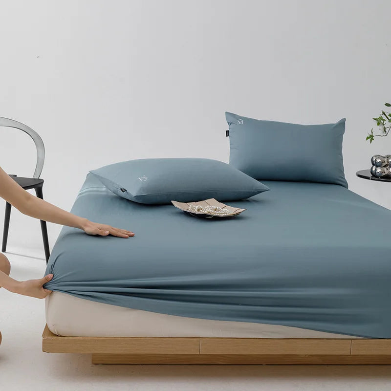 Afralia™ Luxury Satin Finish Cotton Fitted Sheet: High Quality, Skin-friendly and Breathable Bed Cover.
