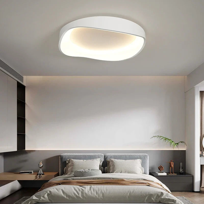 Afralia™ White LED Ceiling Chandelier for Living Room Bedroom with Remote Control