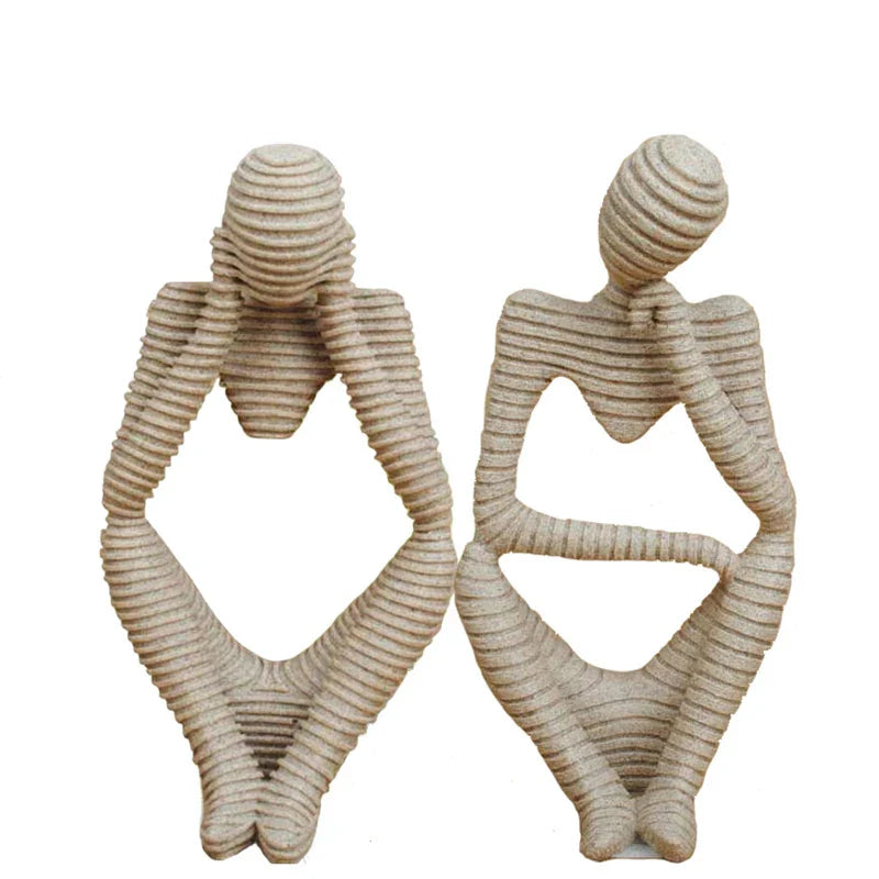 Afralia™ Thinker Statue Sandstone Sculpture Modern Home Office Decor